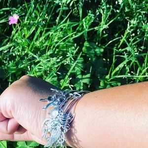 Silver Bangle with random charms